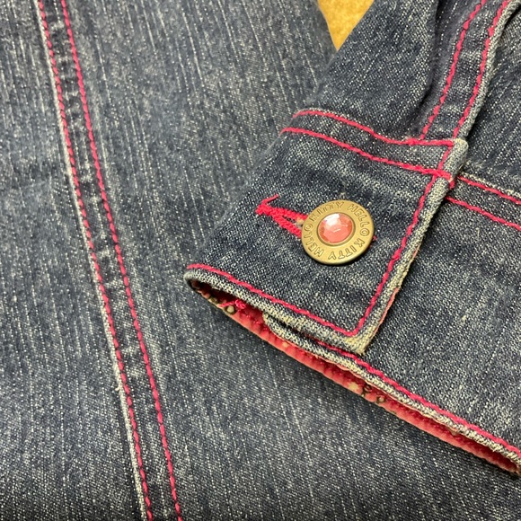 Hello Kitty Girls Jean Jacket Sz6 Beaded Kitty On Back Button Front Long Sleeve. - Picture 4 of 10